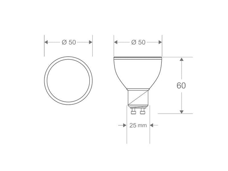 Lâmpada LED GU10 - 100º 7W