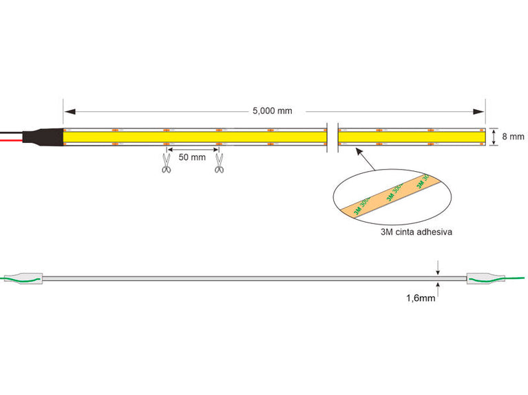 Fita LED Monocolor COB - DC24V - 5m (320Led/m)