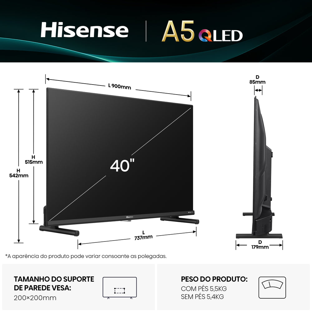TV QLED Full HD - 40A5Q - HISENSE