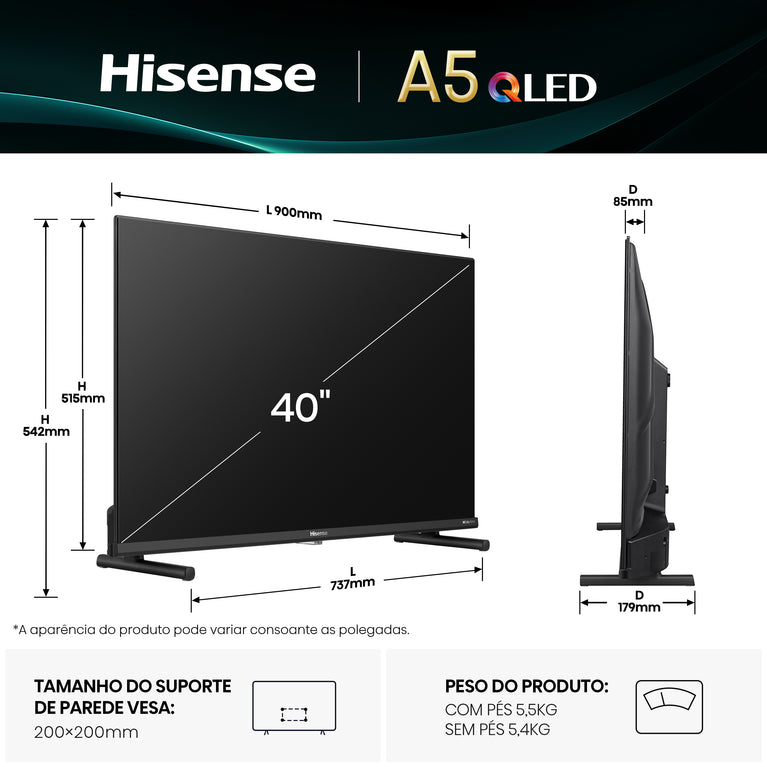 TV QLED Full HD - 40A5Q - HISENSE