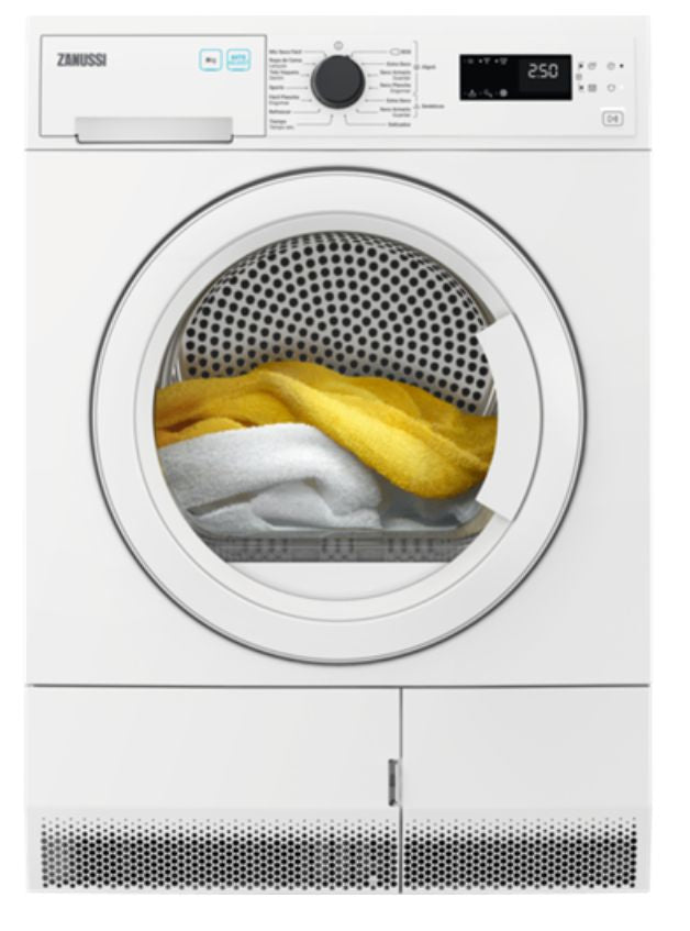 Máquina de secar roupa - 8 Kg - ZANUSSI - ZDHF284W