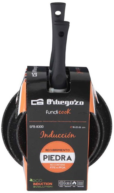 Pack frigideiras anti-aderentes 18, 22 e 26 cm - ORBEGOZO