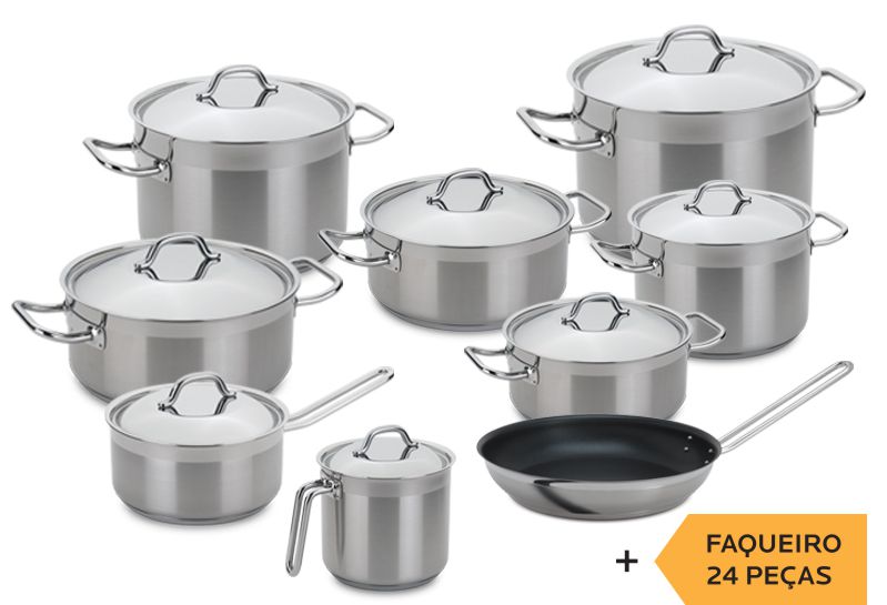 Trem de cozinha 9 peças e faqueiro 24 peças - SILAMPOS