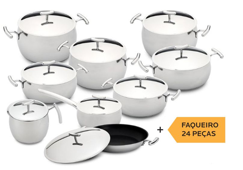 Trem de cozinha 9 peças e faqueiro 24 peças Yumi - SILAMPOS
