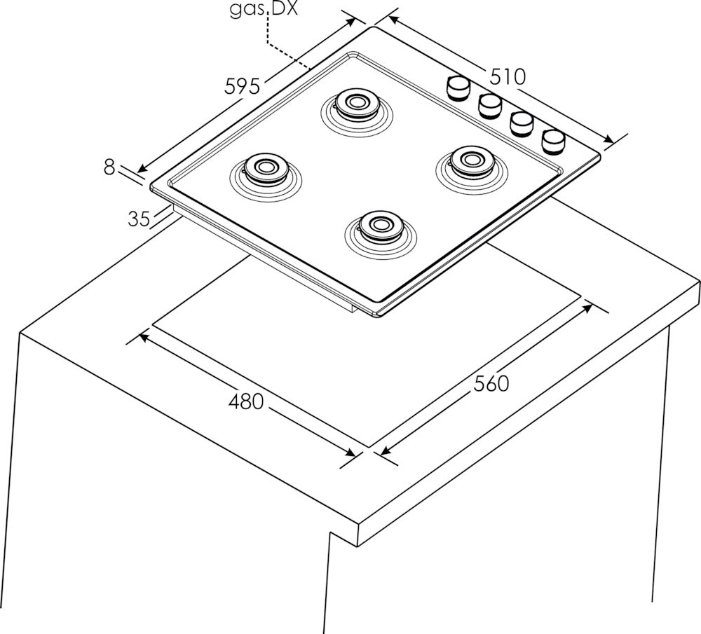 PLACA DE GÁS CANDY CHW6LBX/4U2