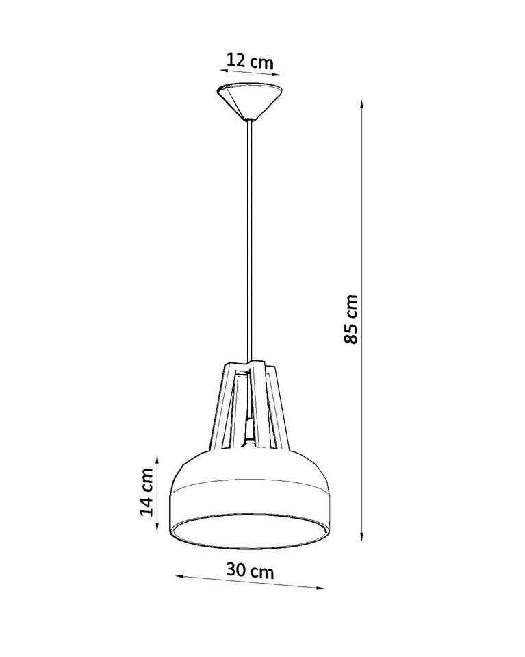 Candeeiro suspenso CASCO - Branco e Madeira Natural - E27