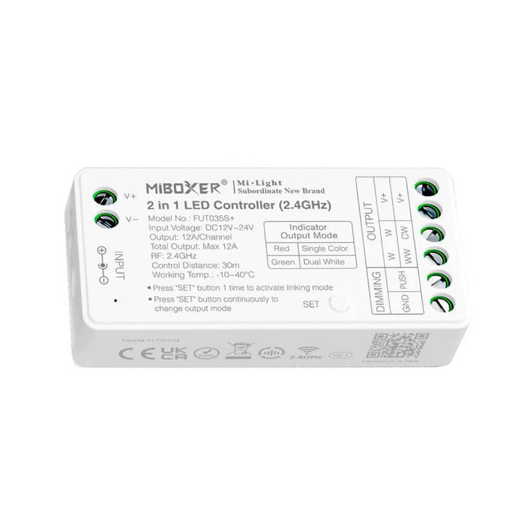 Controlador RF 2.4G 2 em 1 monocolor + CCT - DC12-24V