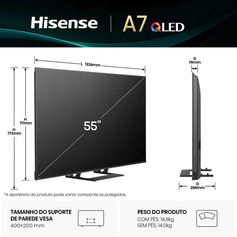 TV QLED Ultra HD 4K - 55A7Q - HISENSE