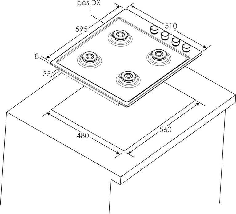 PLACA DE GÁS CANDY CHW6LBX/4U2